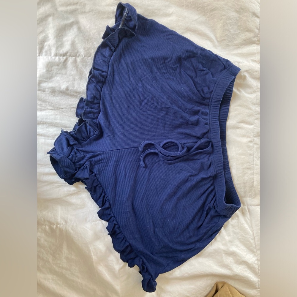 Blue cotton blend shorts